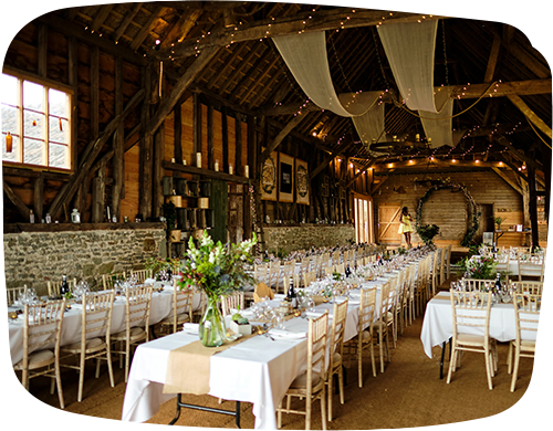 Wedding barn accommodates 150 seated guests